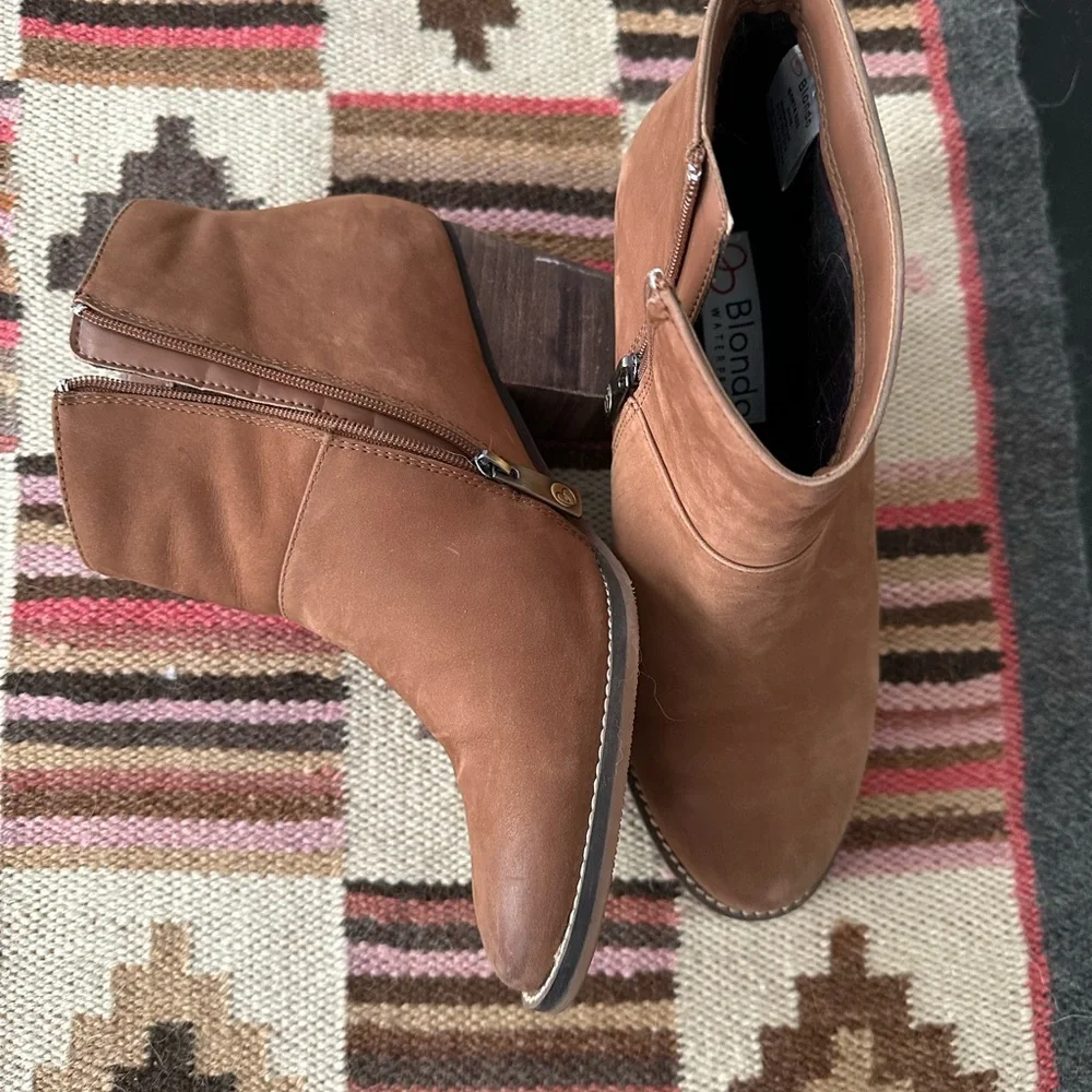 Blonde waterproof tan Brown leather Ankle Boots - Picture 4 of 11